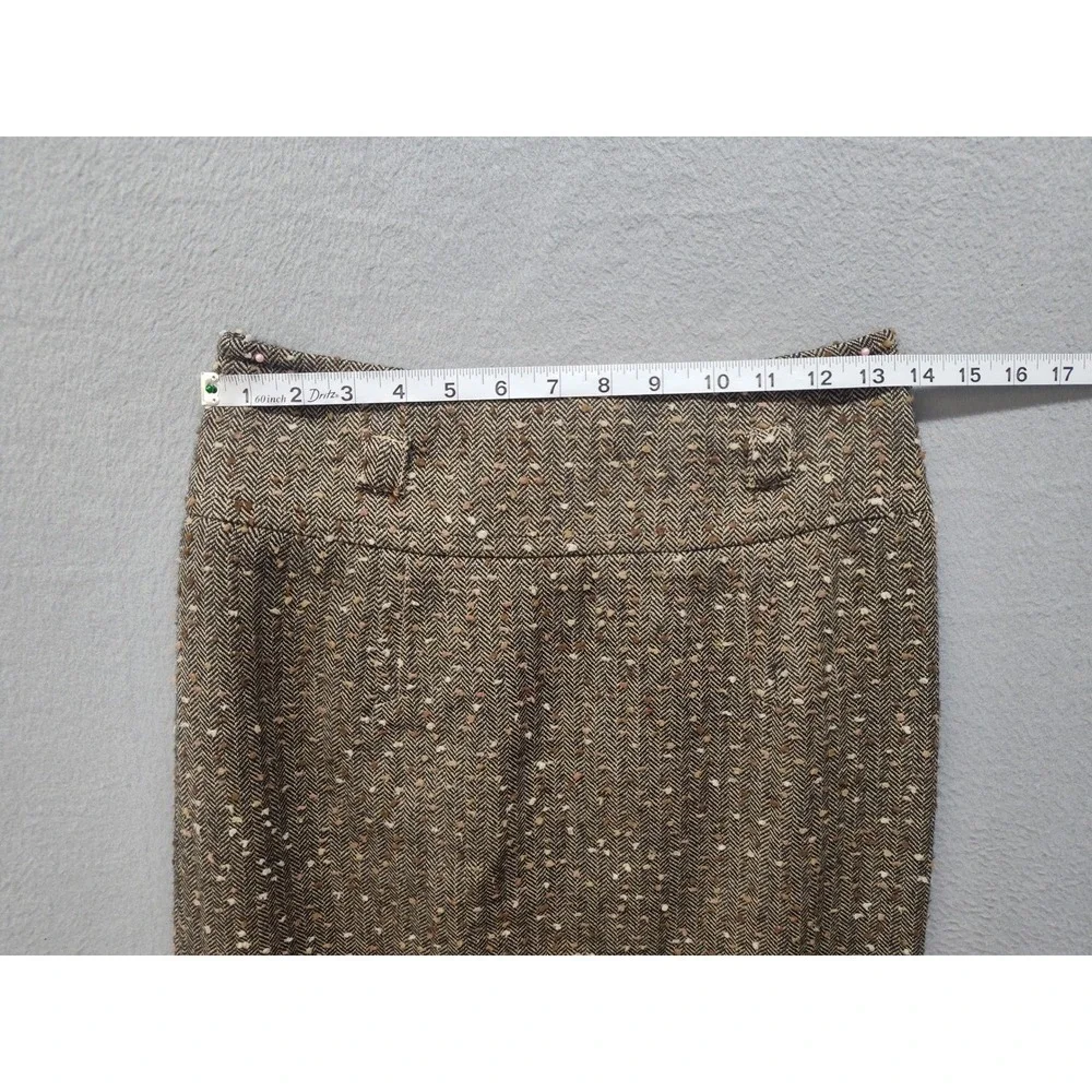 Etcetera Brown Herringbone Tweed Wool Blend Pencil Skirt Size 2 Professional